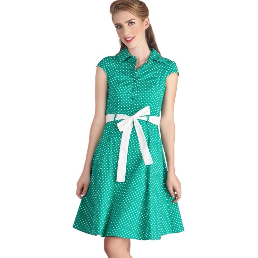 ModCloth Hepcat Soda Fountain Clover Cotton Dress